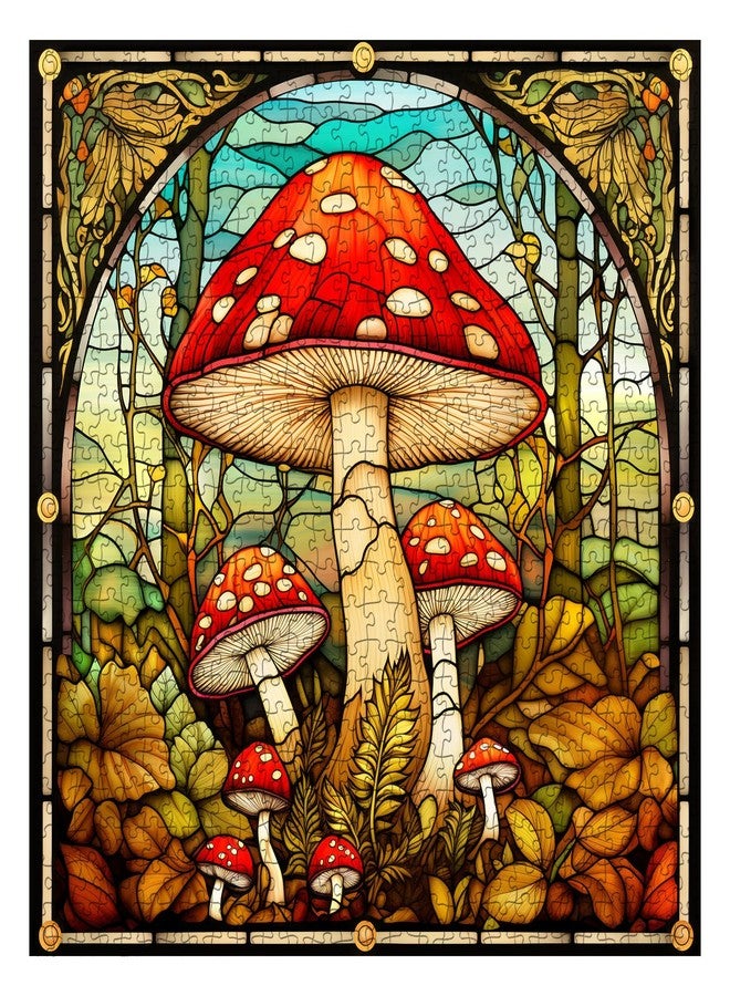 PPuzzling Vintage Mushroom Puzzles for Adults 1000 Pieces, Stained Glass Nature Plant Puzzles Impossible Art Puzzle, Hard Challenging Retro Forest Fungi Jigsaw Puzzle as Home Wall Art Decor - Image 1